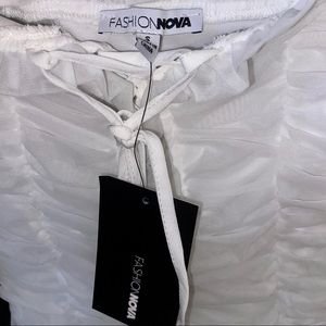 Fashion Nova Mesh White Off Shoulder Mini Dress
